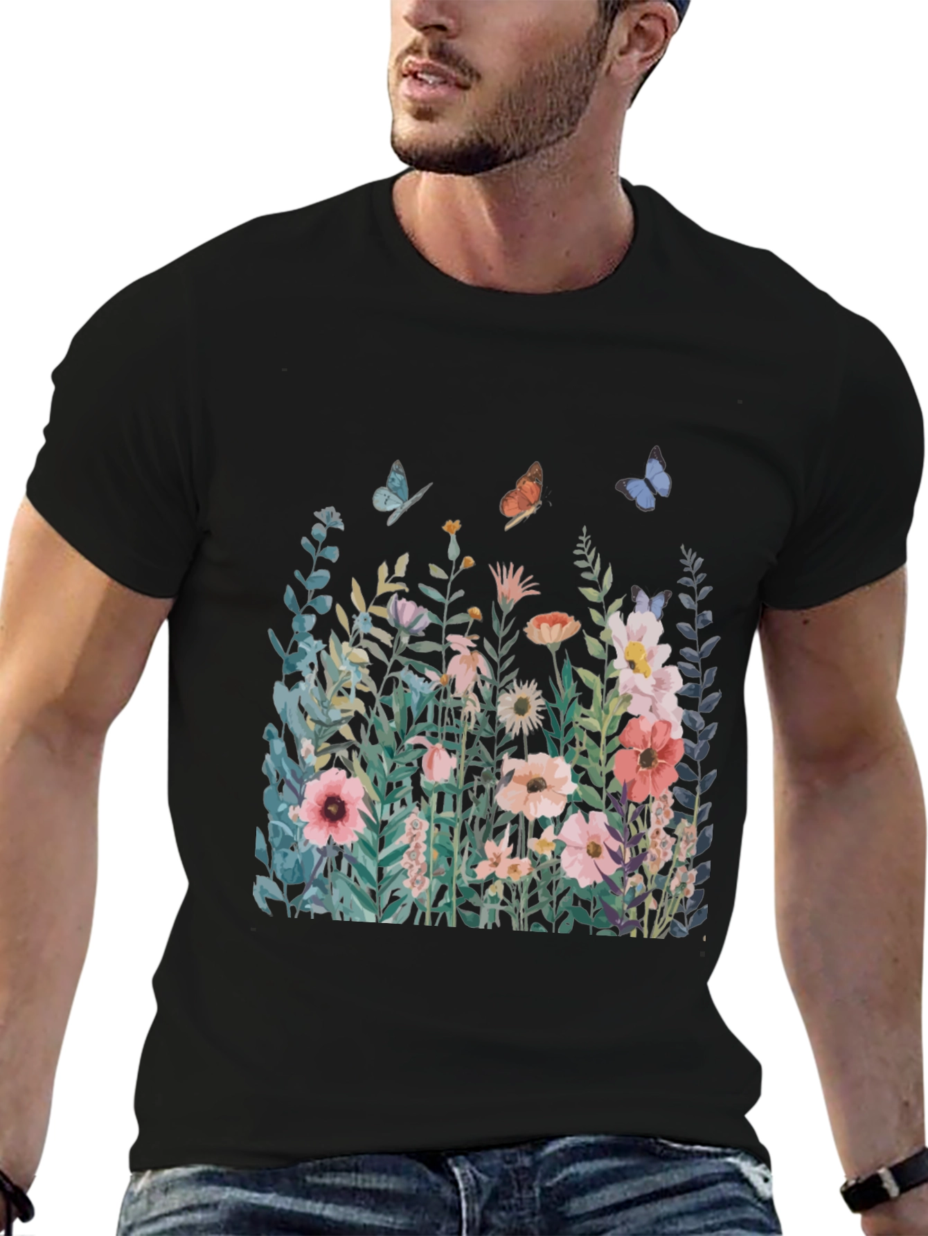 Floral Butterfly Graphic T-Shirt - Nature Inspired Tee