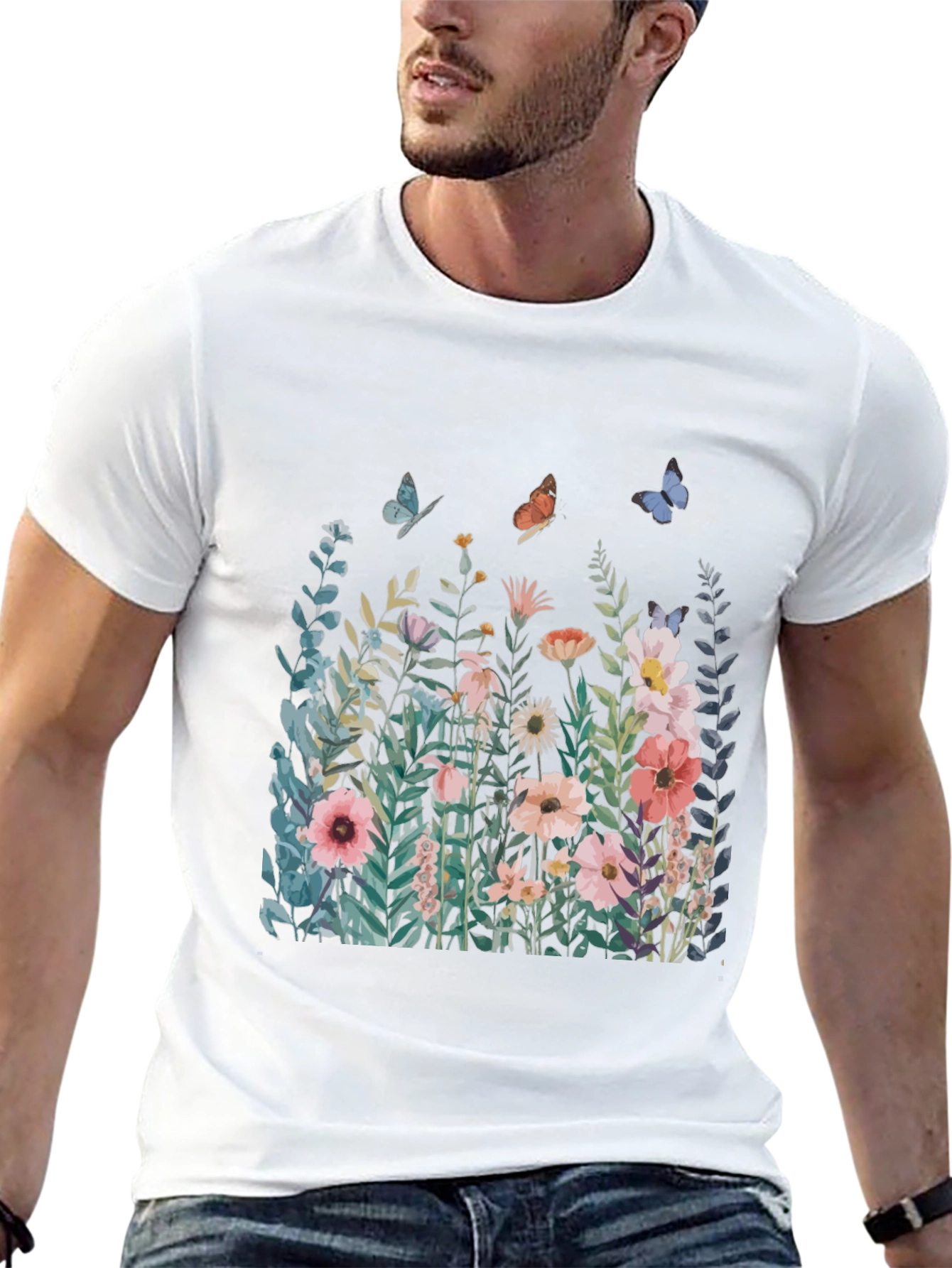 Floral Butterfly Graphic T-Shirt - Nature Inspired Tee