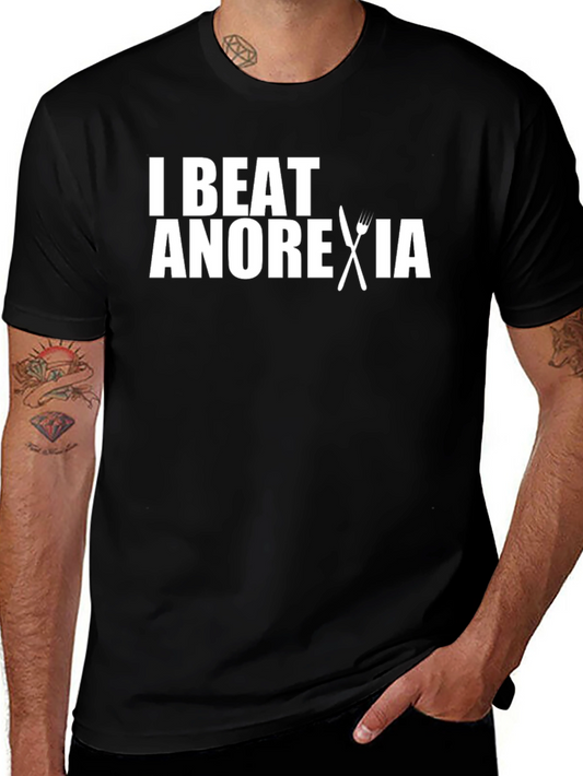 I Beat Anorexia T-Shirt - Food Positive Graphic Tee
