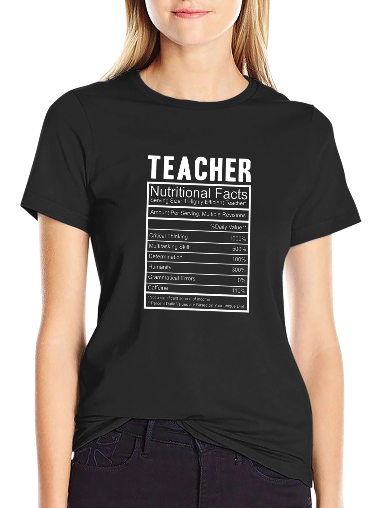 Teacher Nutritional Facts Black T-Shirt