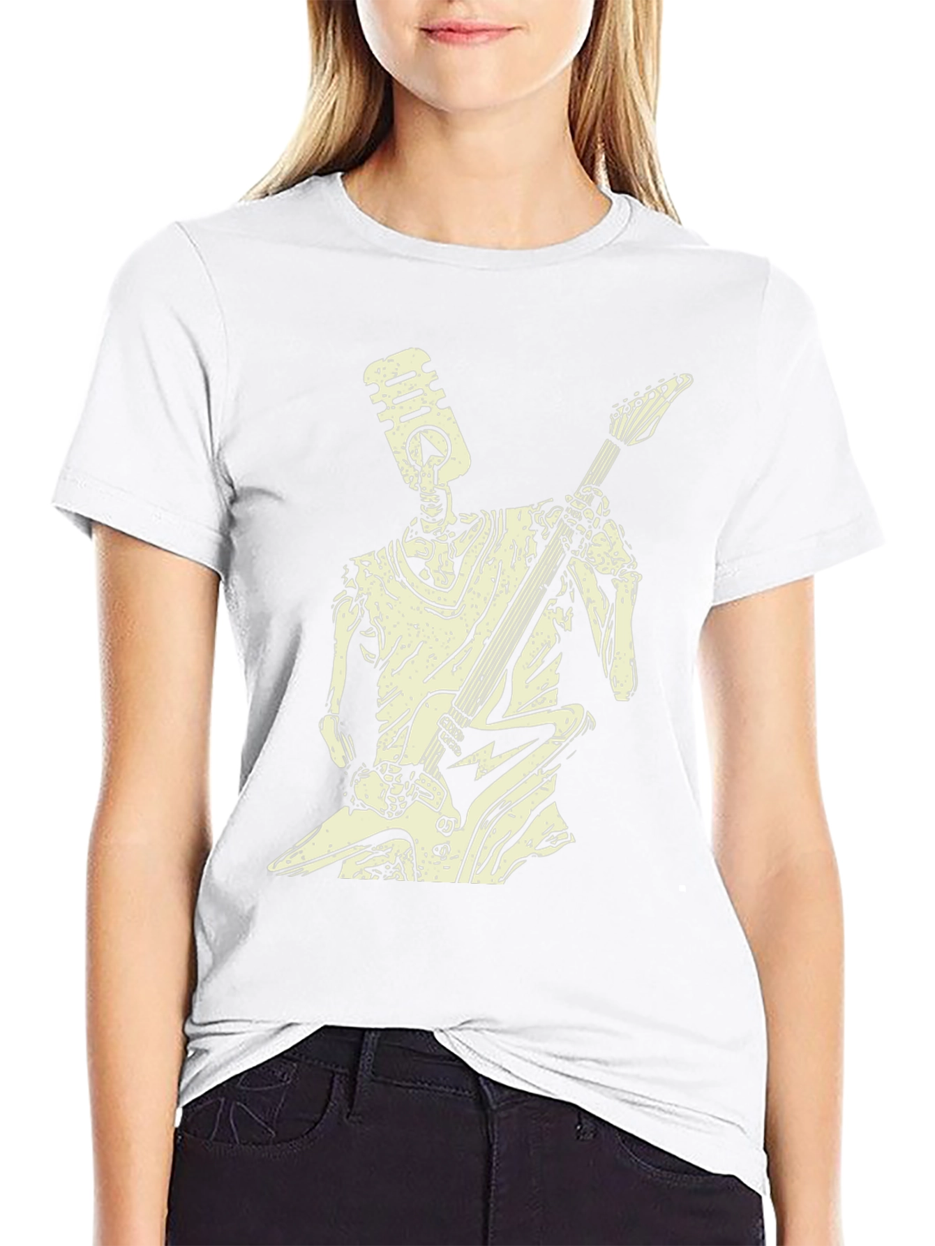 Rock On Skeleton T-Shirt - Black