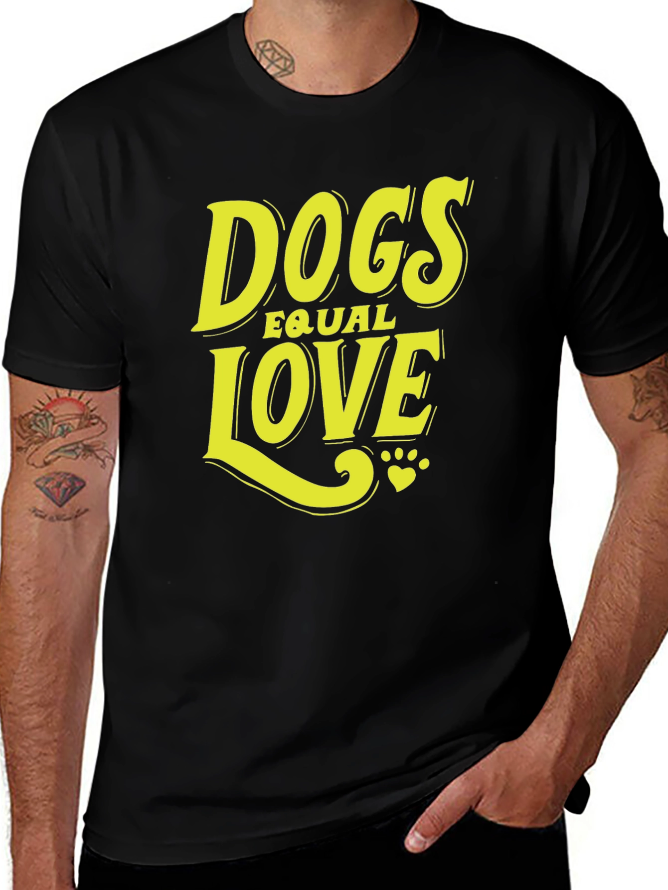 Dogs Equal Love Graphic T-Shirt - Black