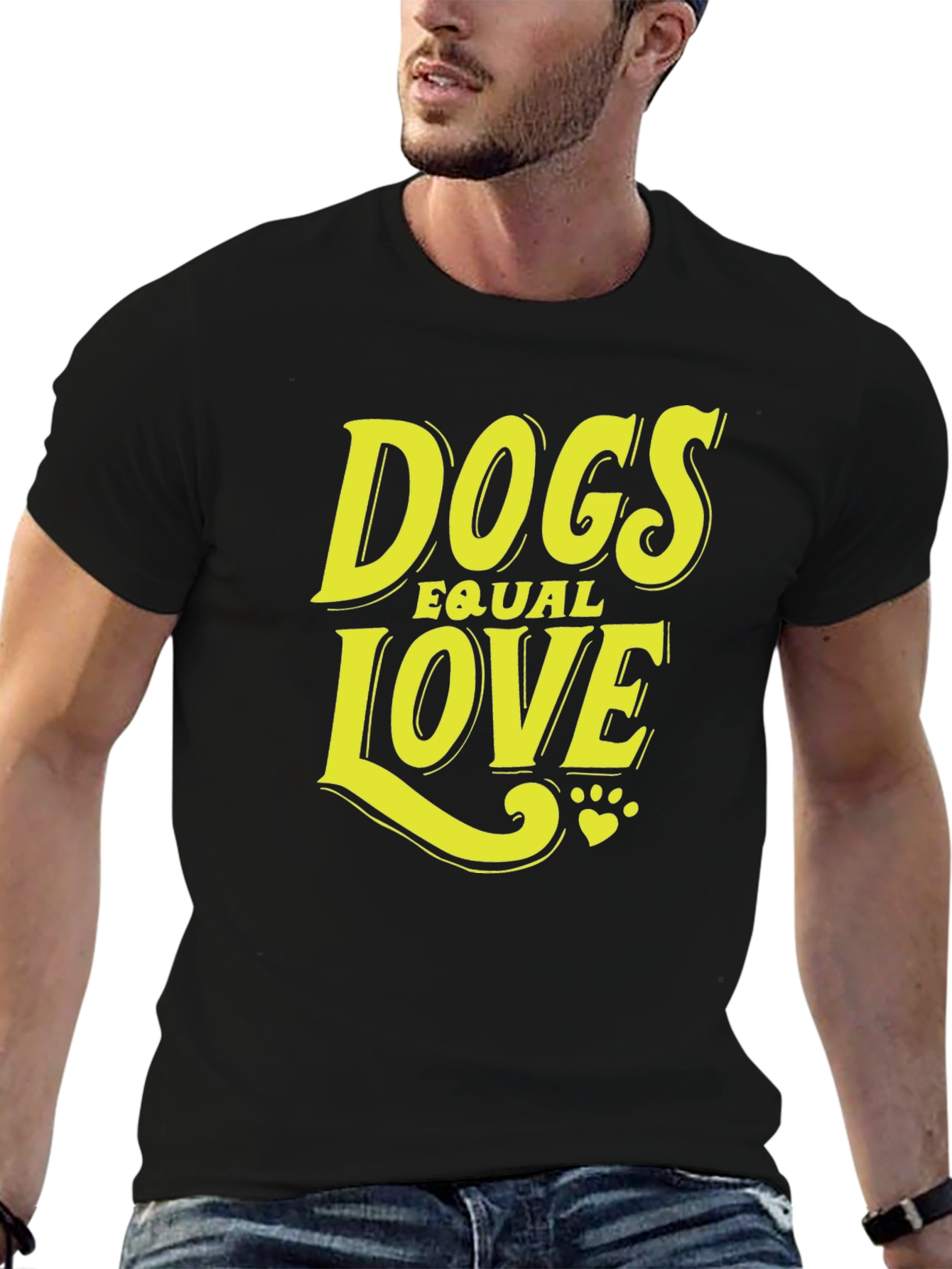 Dogs Equal Love Graphic T-Shirt - Black