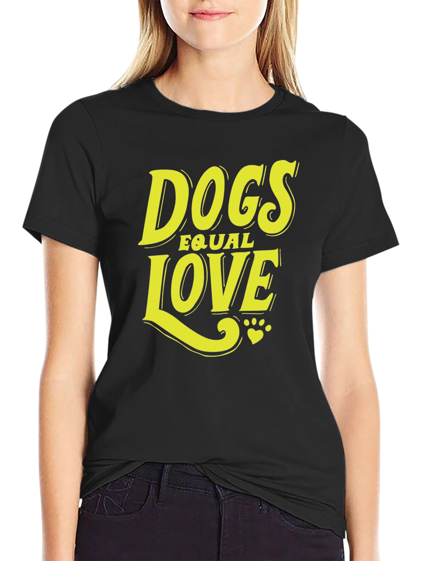 Dogs Equal Love Graphic T-Shirt - Black