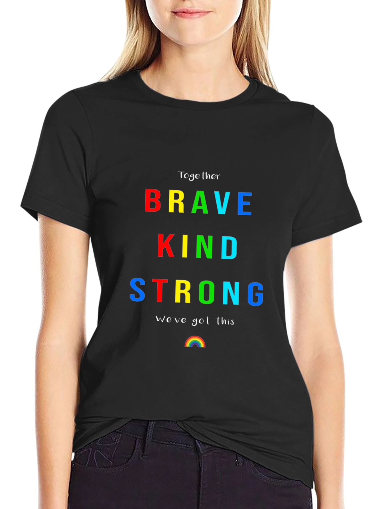 Brave Kind Strong Rainbow Graphic T-Shirt