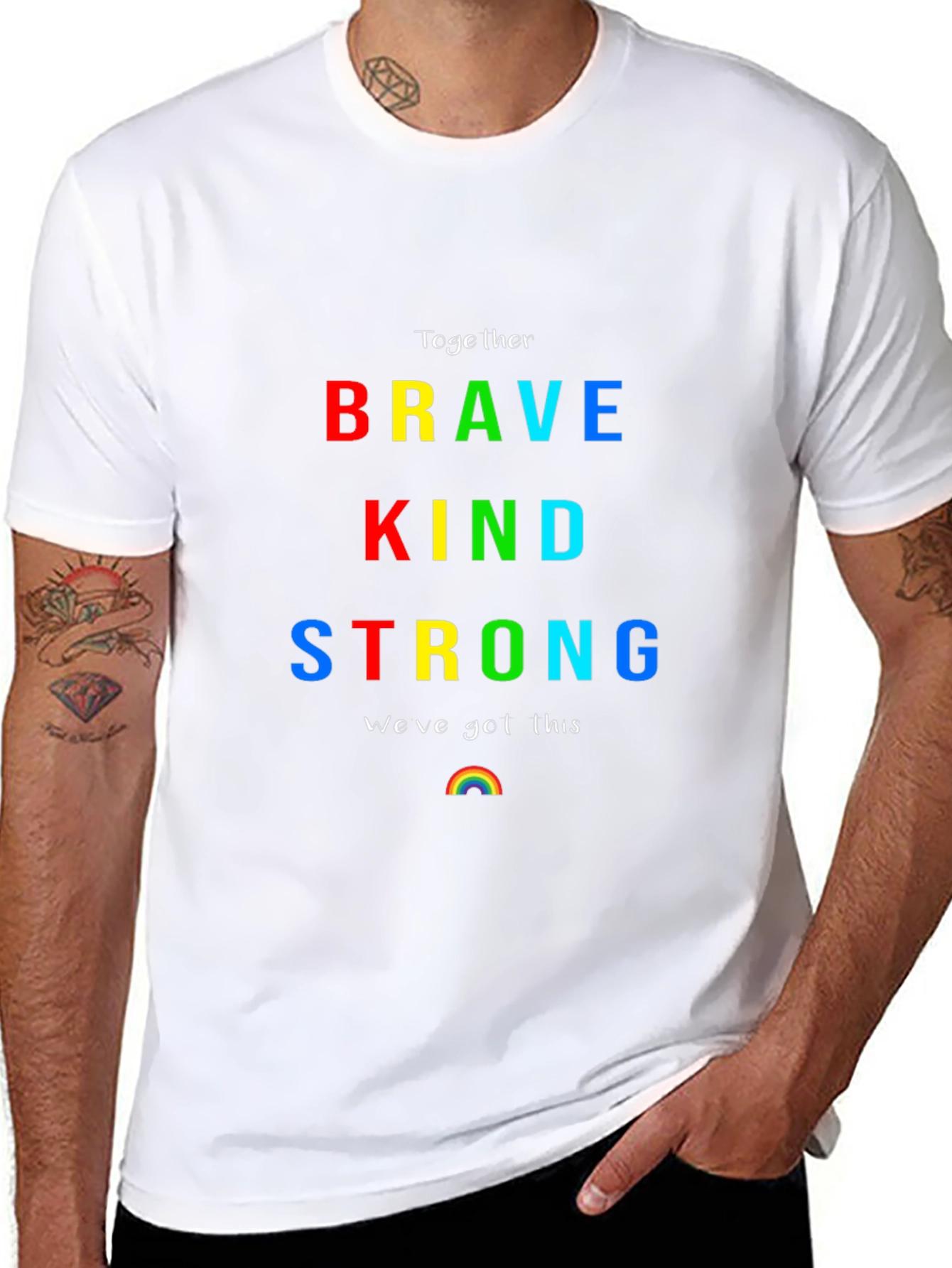 Brave Kind Strong Rainbow Graphic T-Shirt