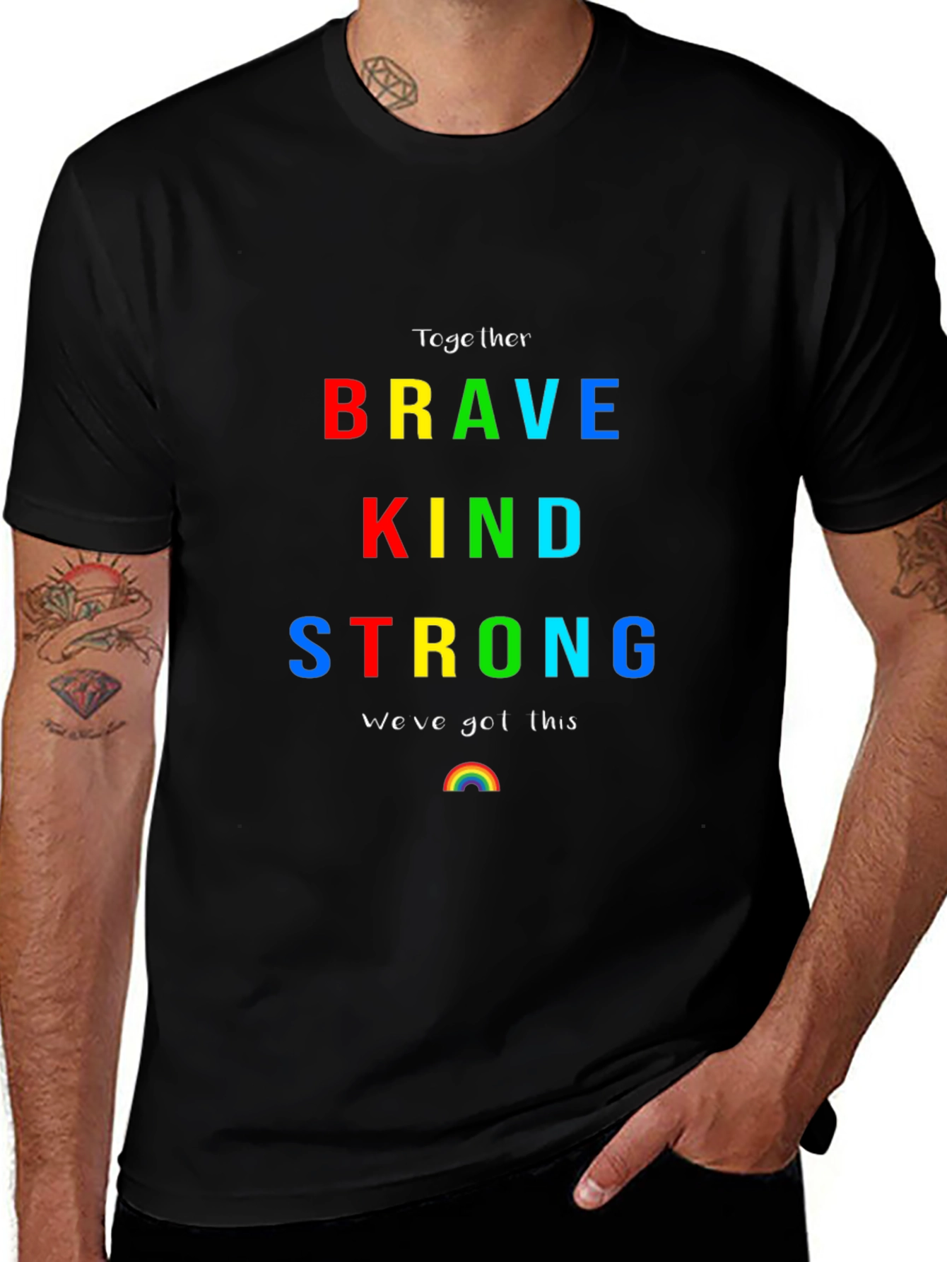 Brave Kind Strong Rainbow Graphic T-Shirt