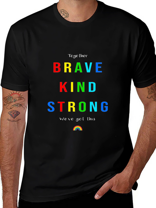 Brave Kind Strong Rainbow Graphic T-Shirt