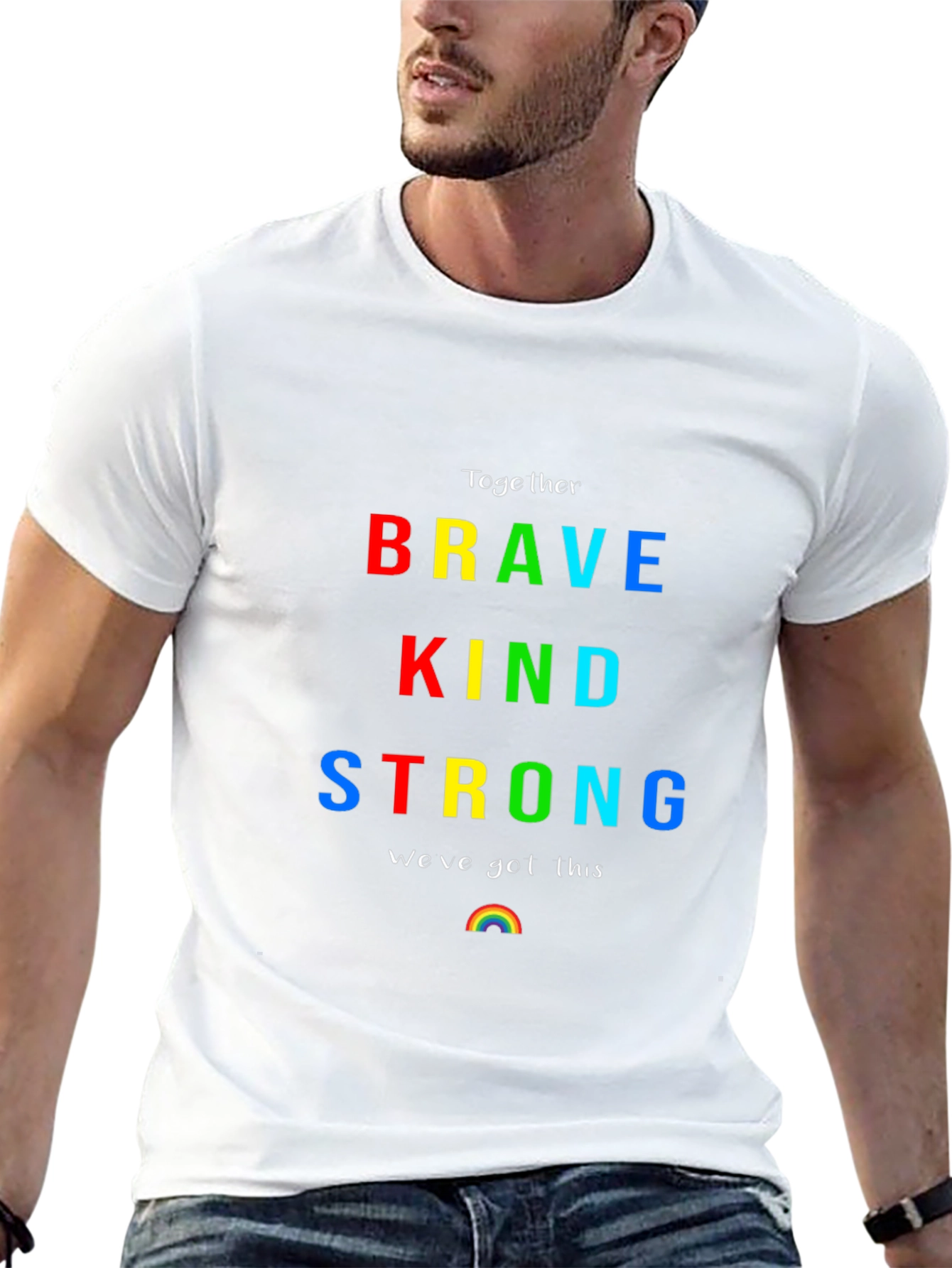 Brave Kind Strong Rainbow Graphic T-Shirt