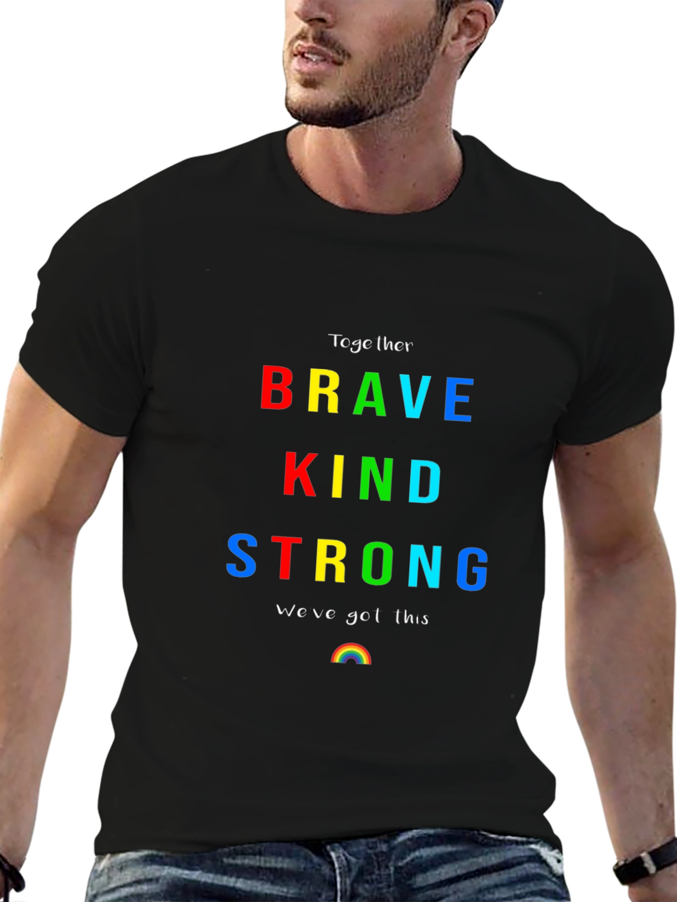 Brave Kind Strong Rainbow Graphic T-Shirt