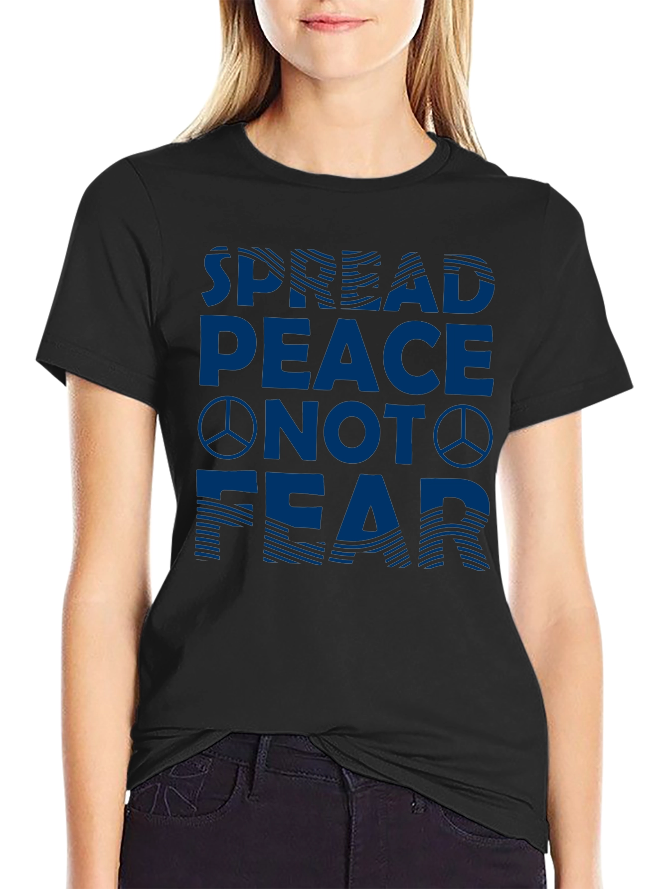 Spread Peace Not Fear Graphic Tee - Black
