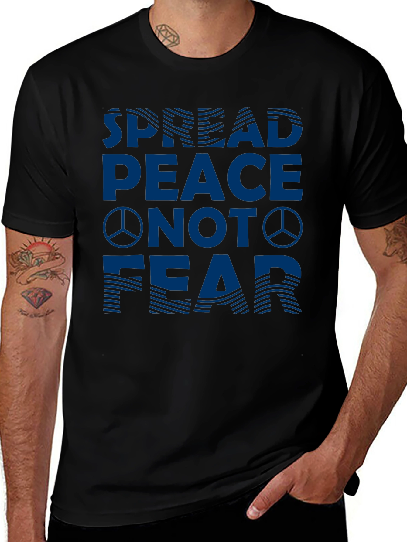 Spread Peace Not Fear Graphic Tee - Black