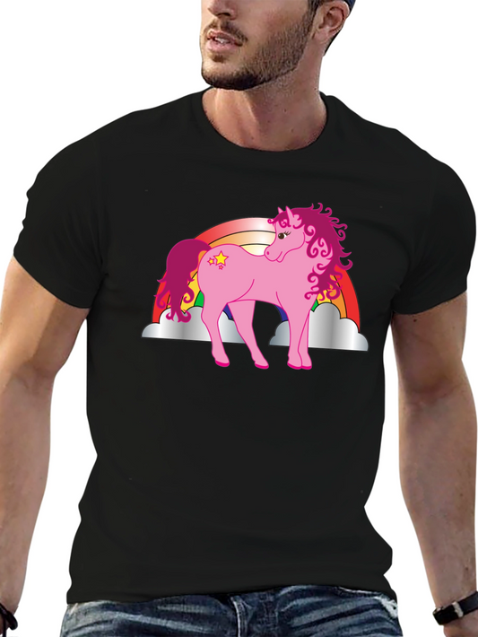 Rainbow Unicorn Graphic T-Shirt - Mens Black Tee