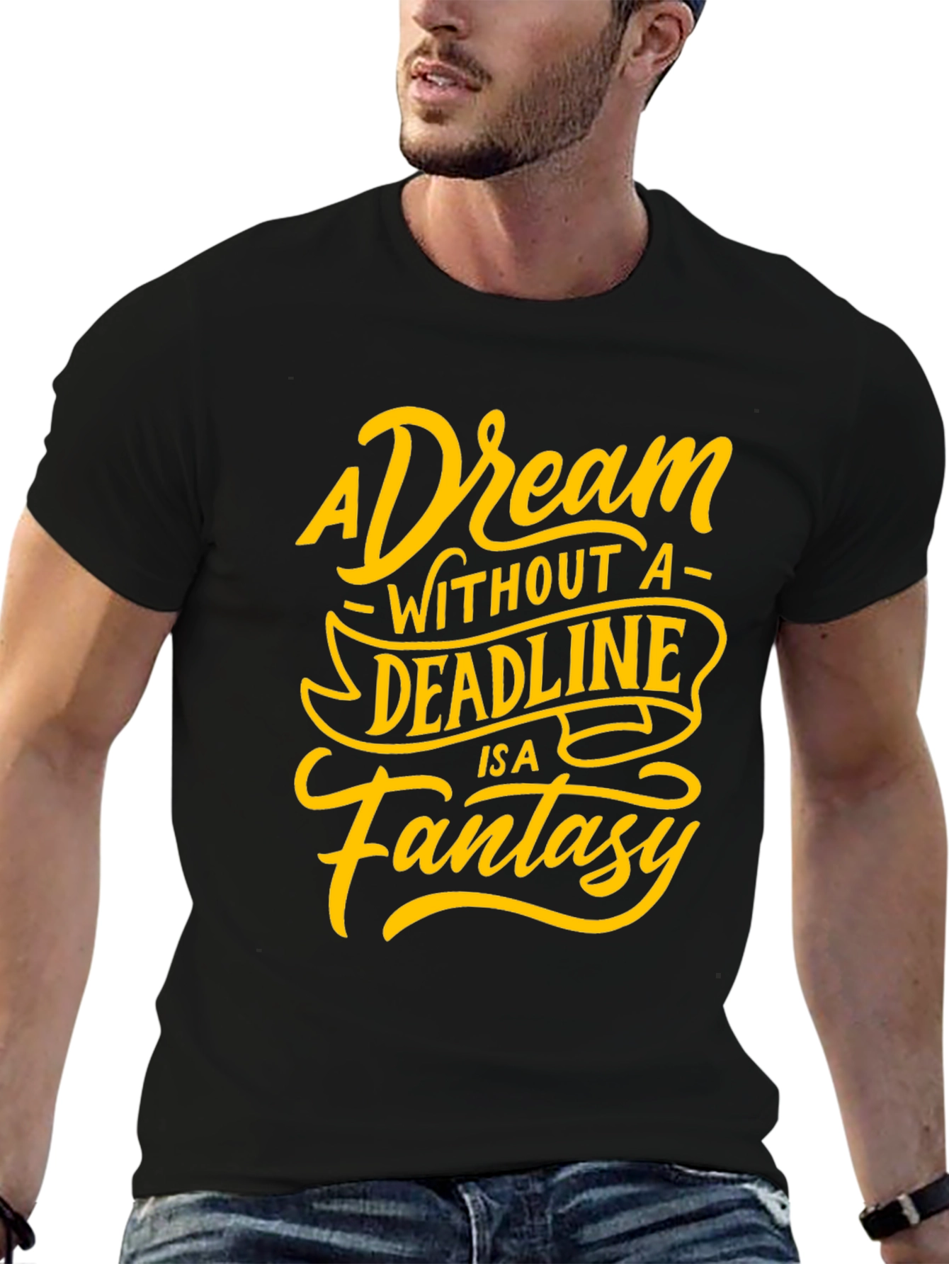 Dream Deadline Fantasy Graphic Tee - Stylish Black T-Shirt