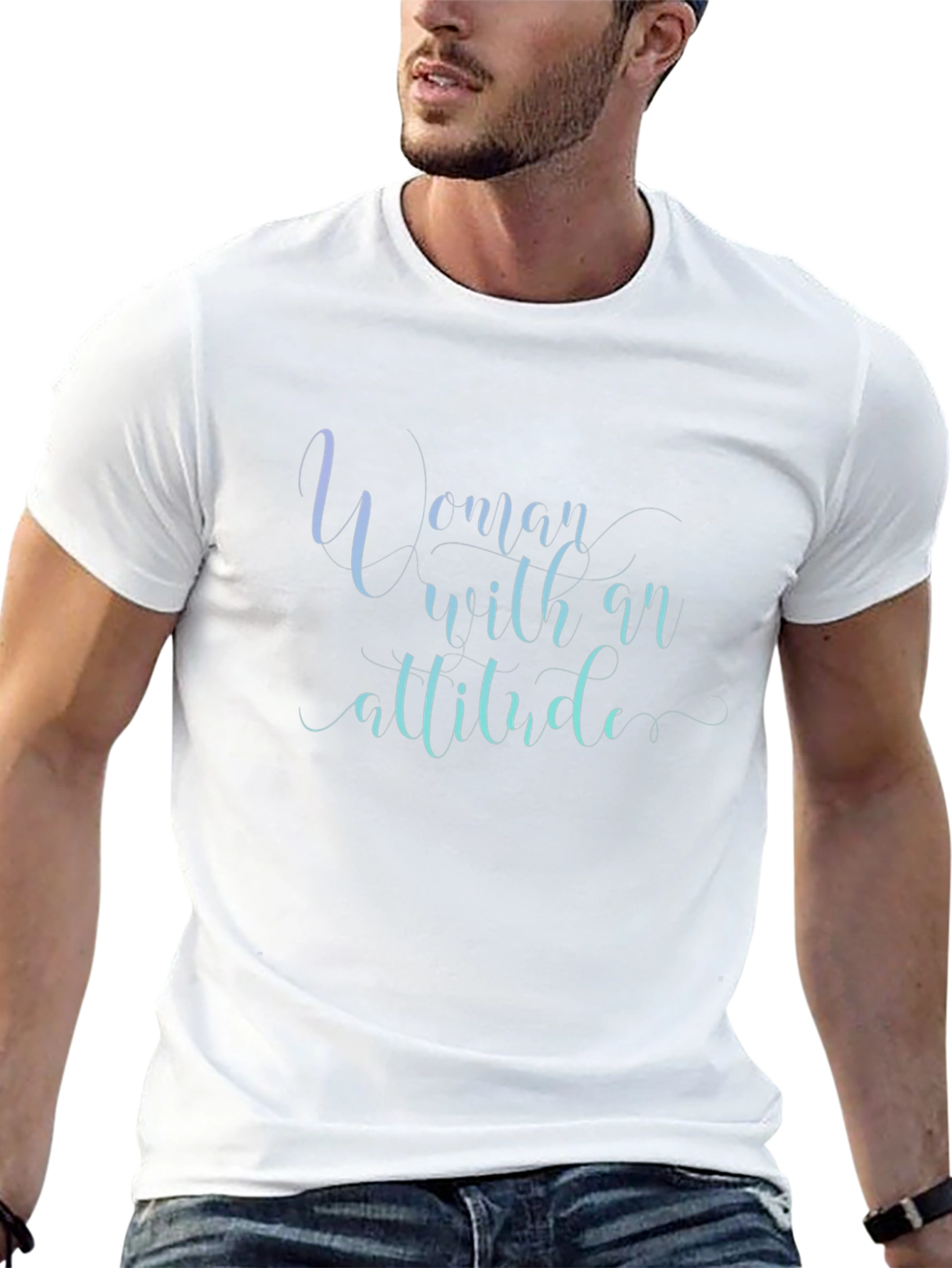 Woman With Attitude Graphic Tee - Trendy Black T-Shirt