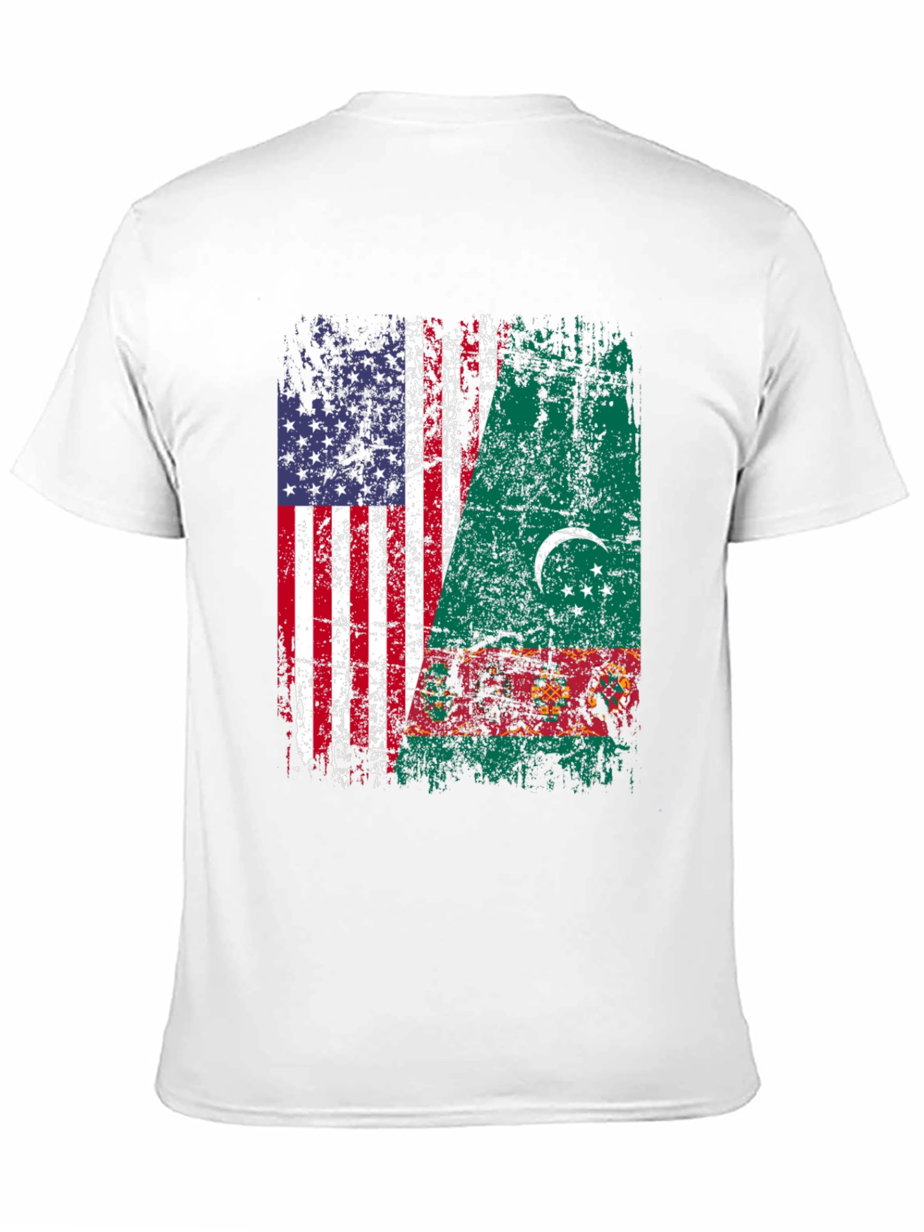 USA Turkmenistan Flag Graphic T-Shirt