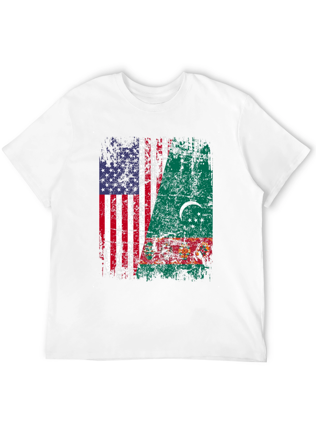USA Turkmenistan Flag Graphic T-Shirt