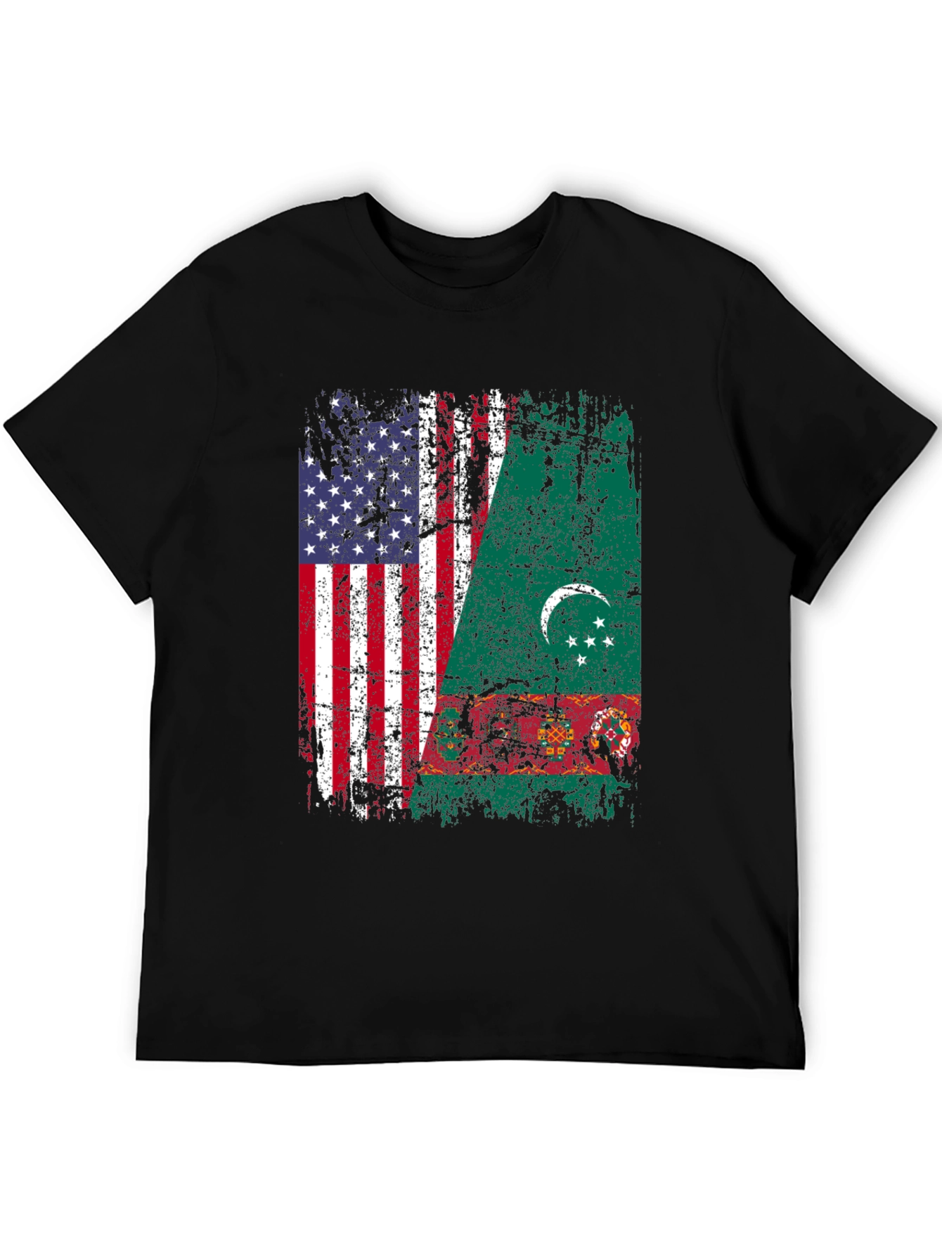USA Turkmenistan Flag Graphic T-Shirt