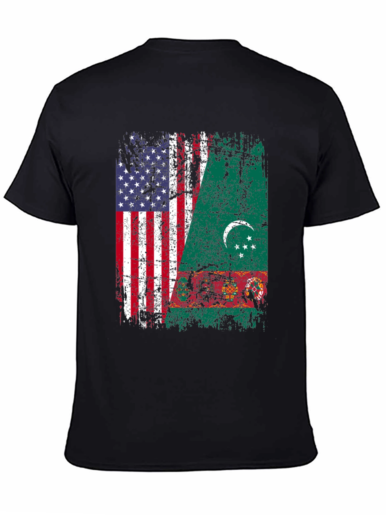 USA Turkmenistan Flag Graphic T-Shirt
