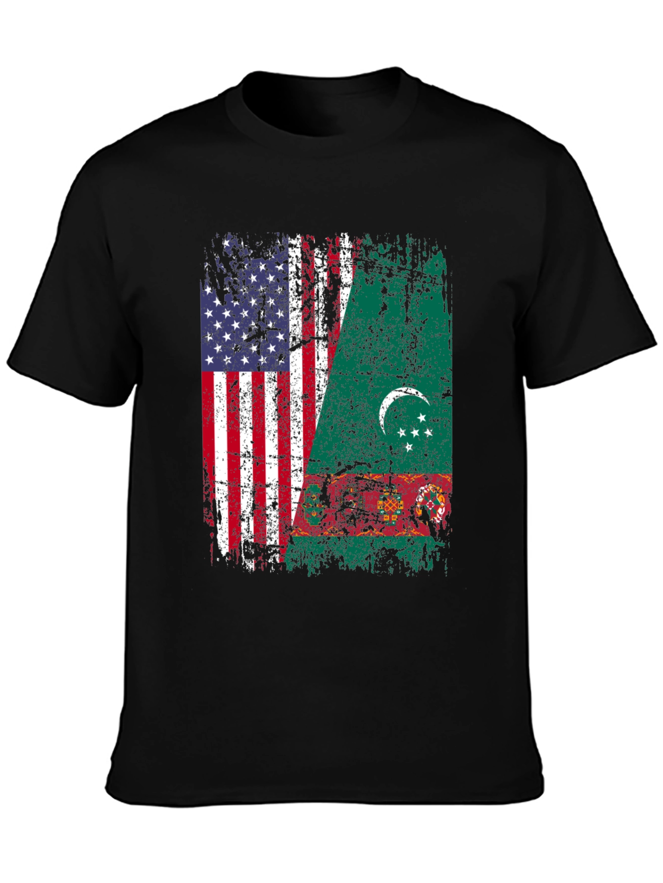 USA Turkmenistan Flag Graphic T-Shirt