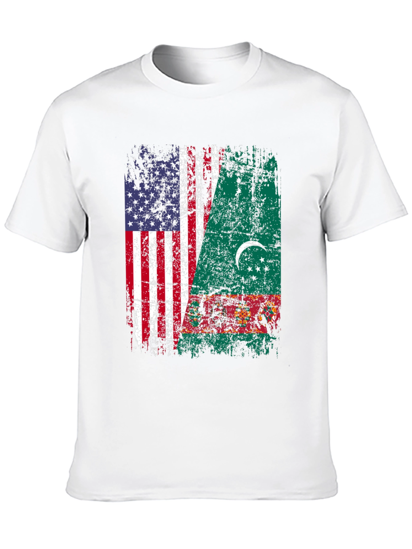 USA Turkmenistan Flag Graphic T-Shirt