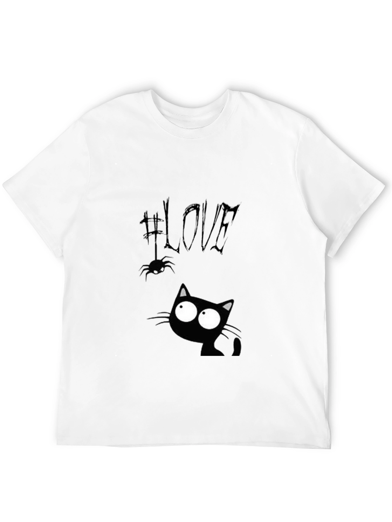 Love Cat Graphic Tee - Black Cotton Blend