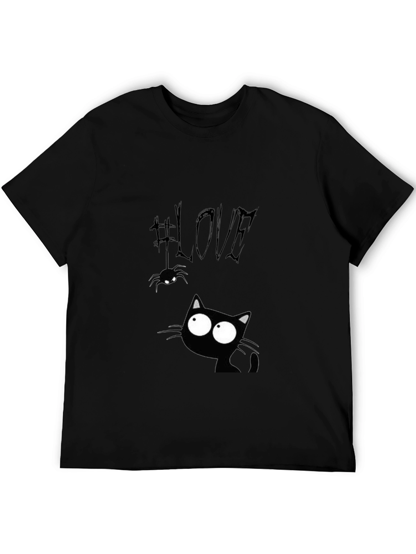 Love Cat Graphic Tee - Black Cotton Blend