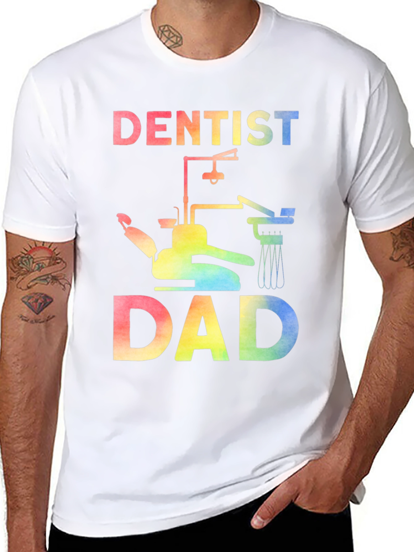 Dentist Dad Rainbow Graphic Tee