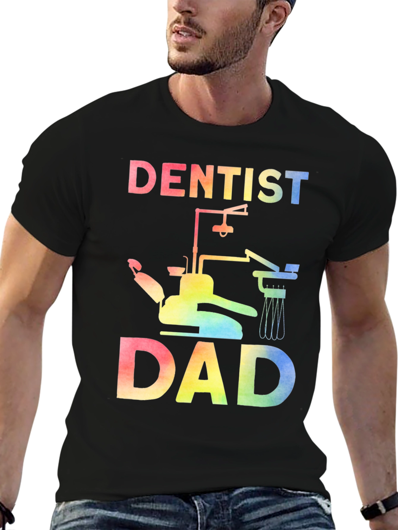 Dentist Dad Rainbow Graphic Tee