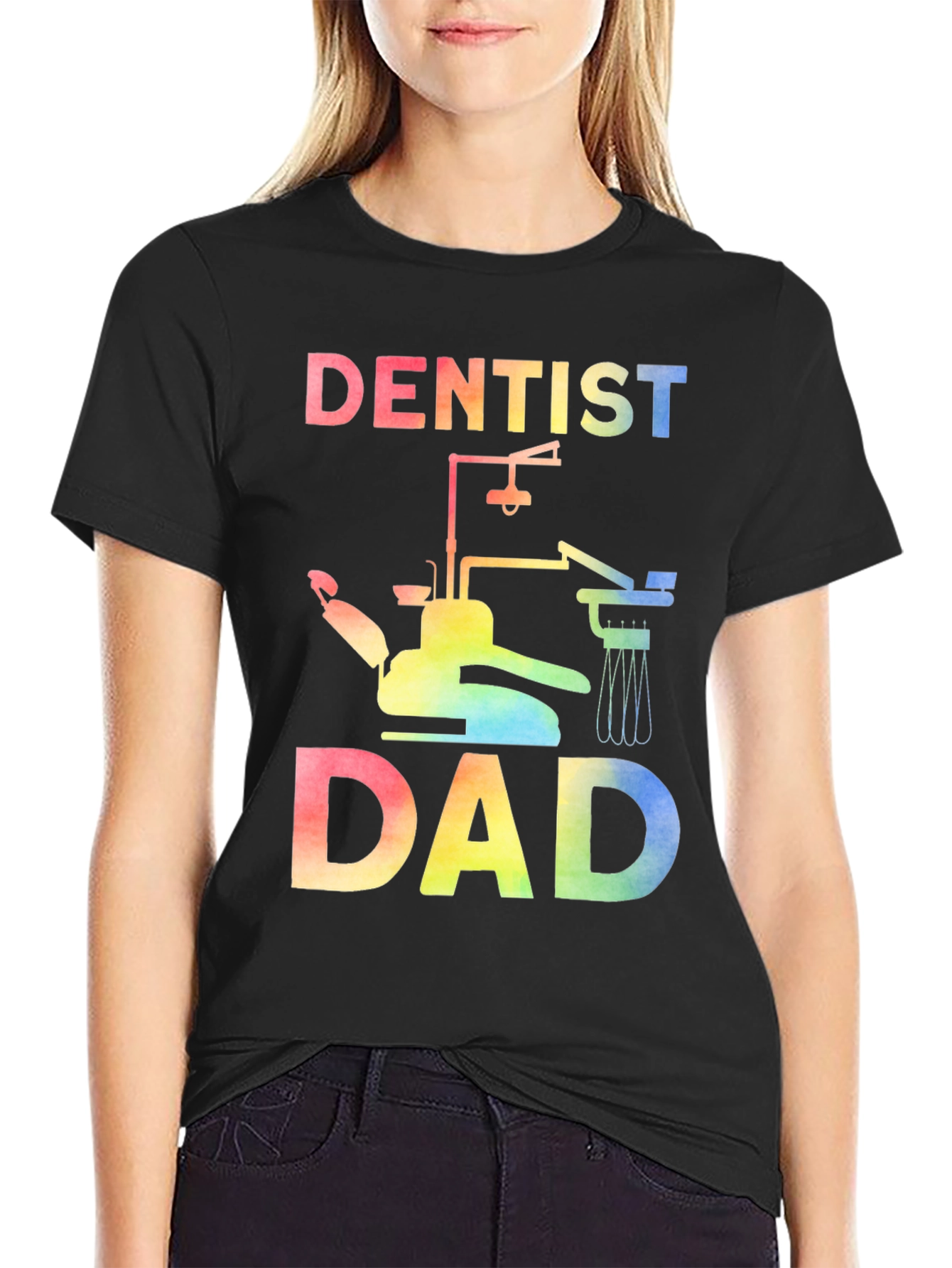 Dentist Dad Rainbow Graphic Tee