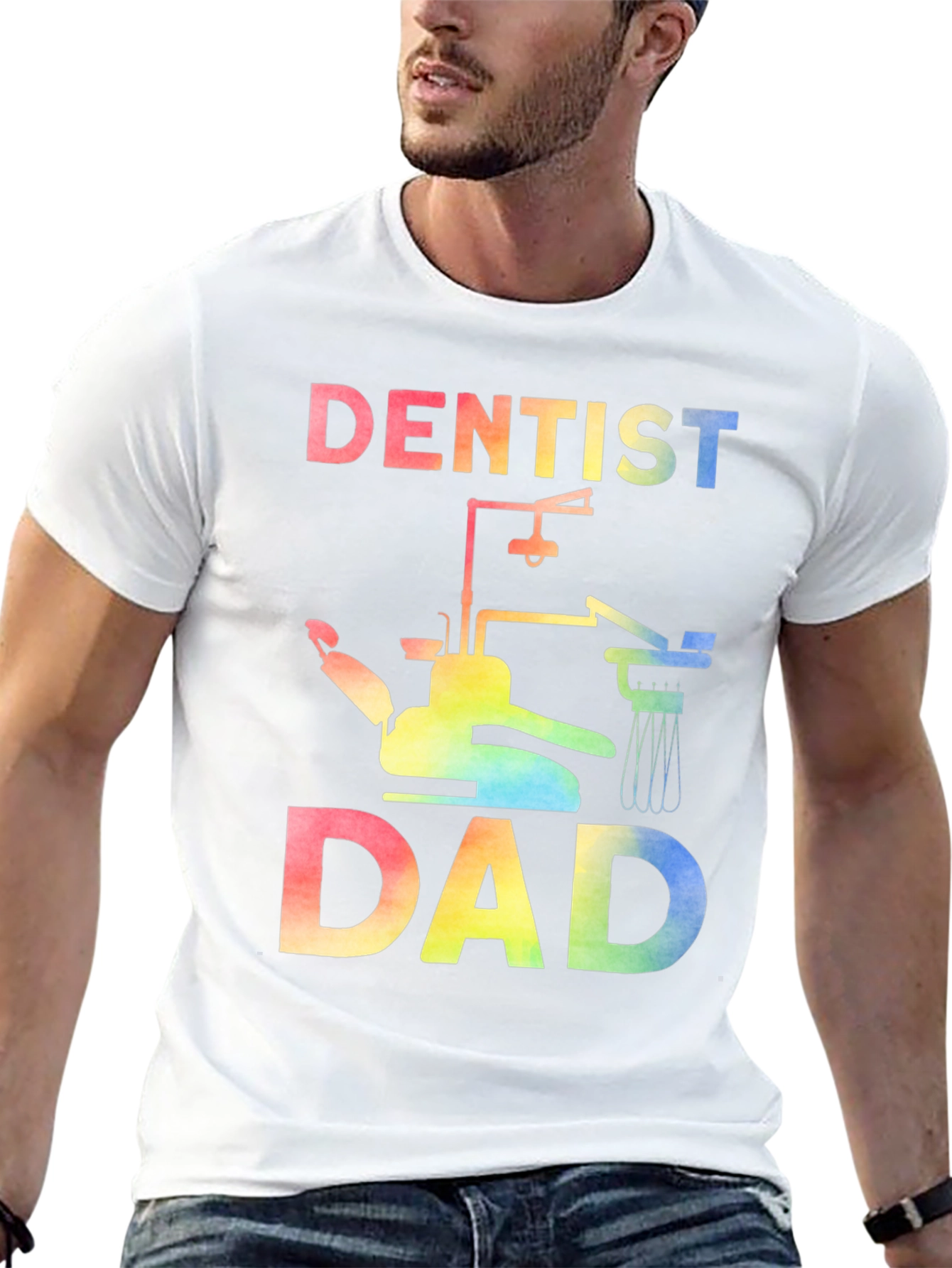 Dentist Dad Rainbow Graphic Tee