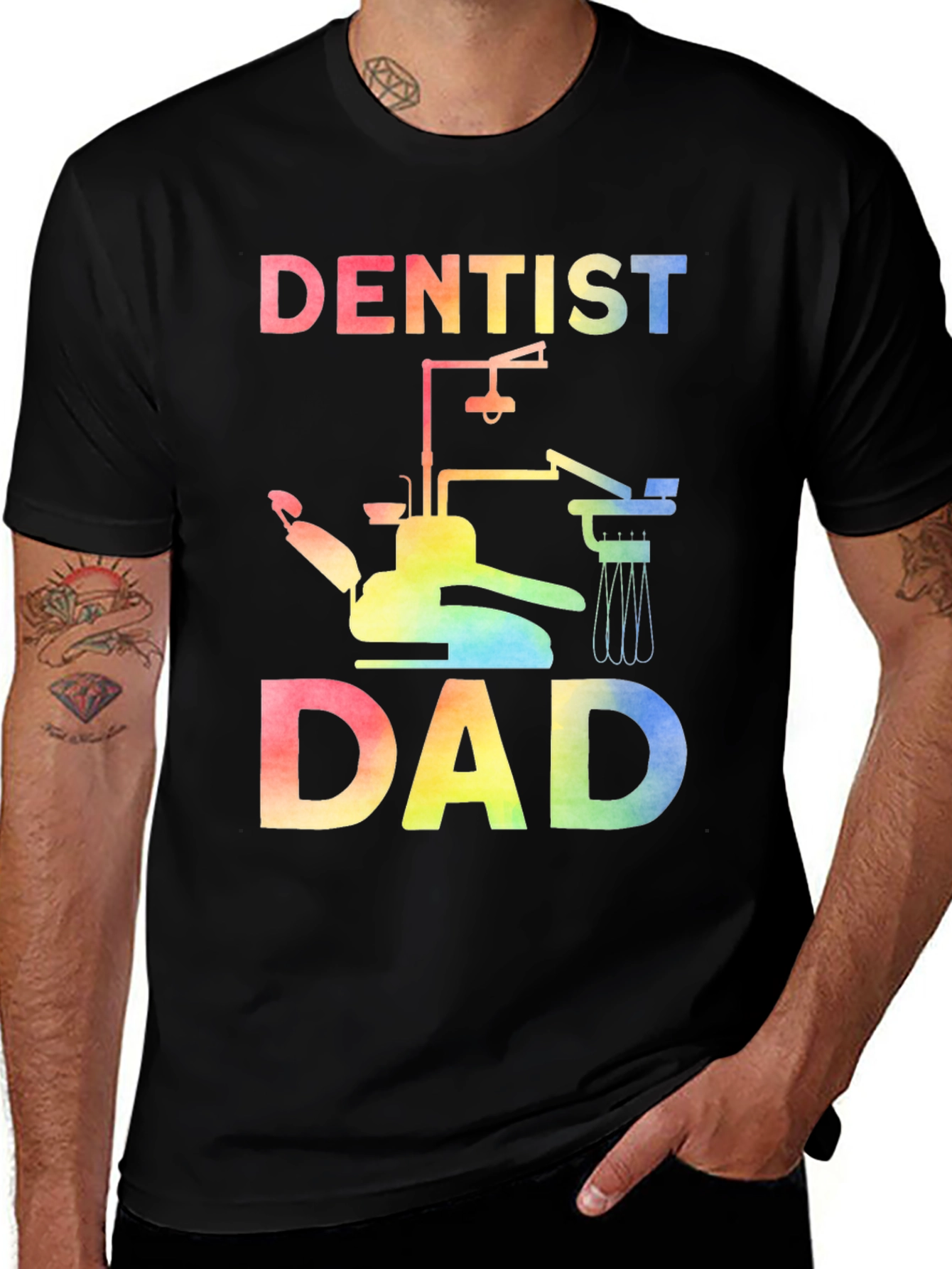 Dentist Dad Rainbow Graphic Tee