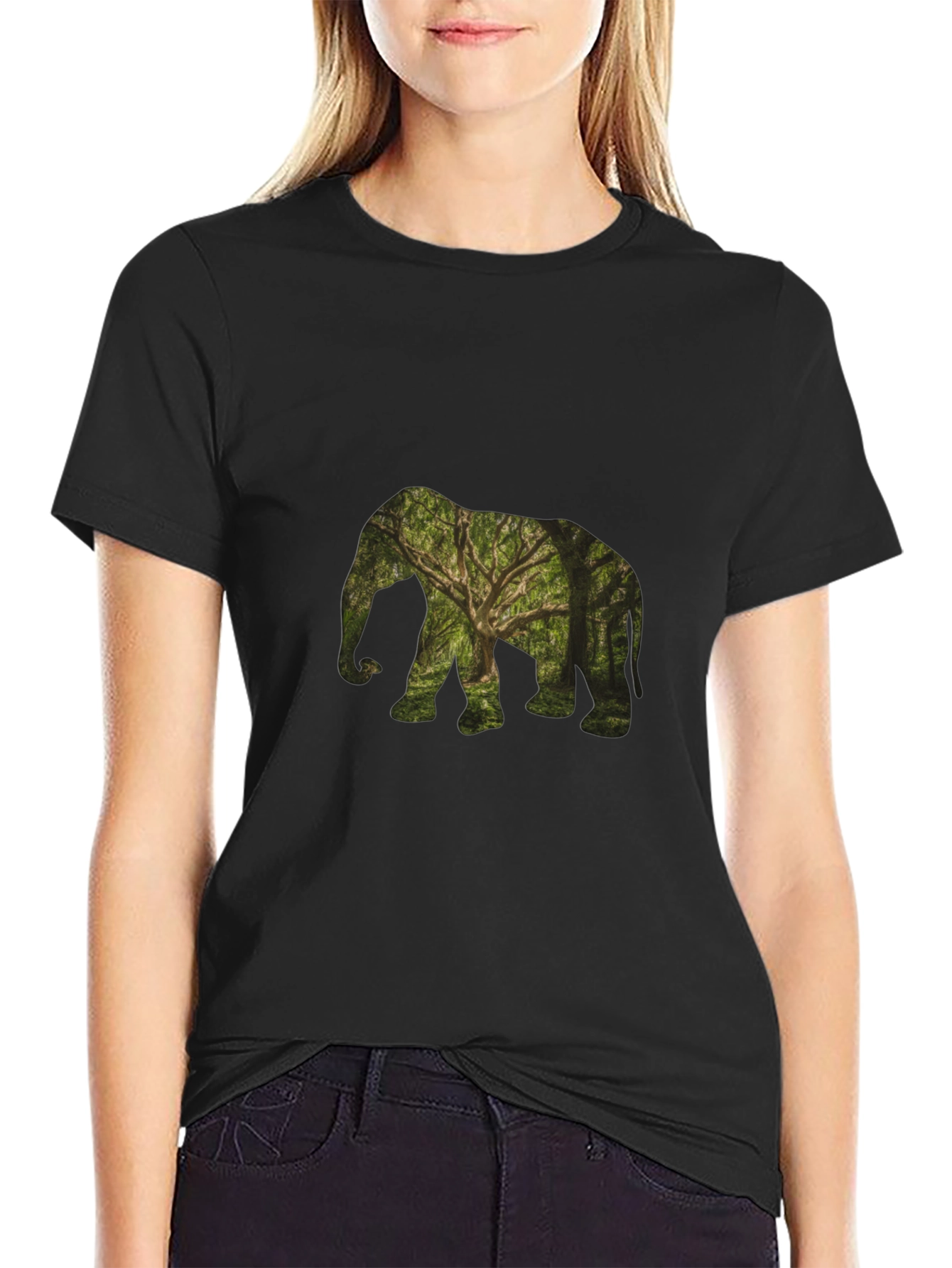 Nature Elephant Black T-Shirt