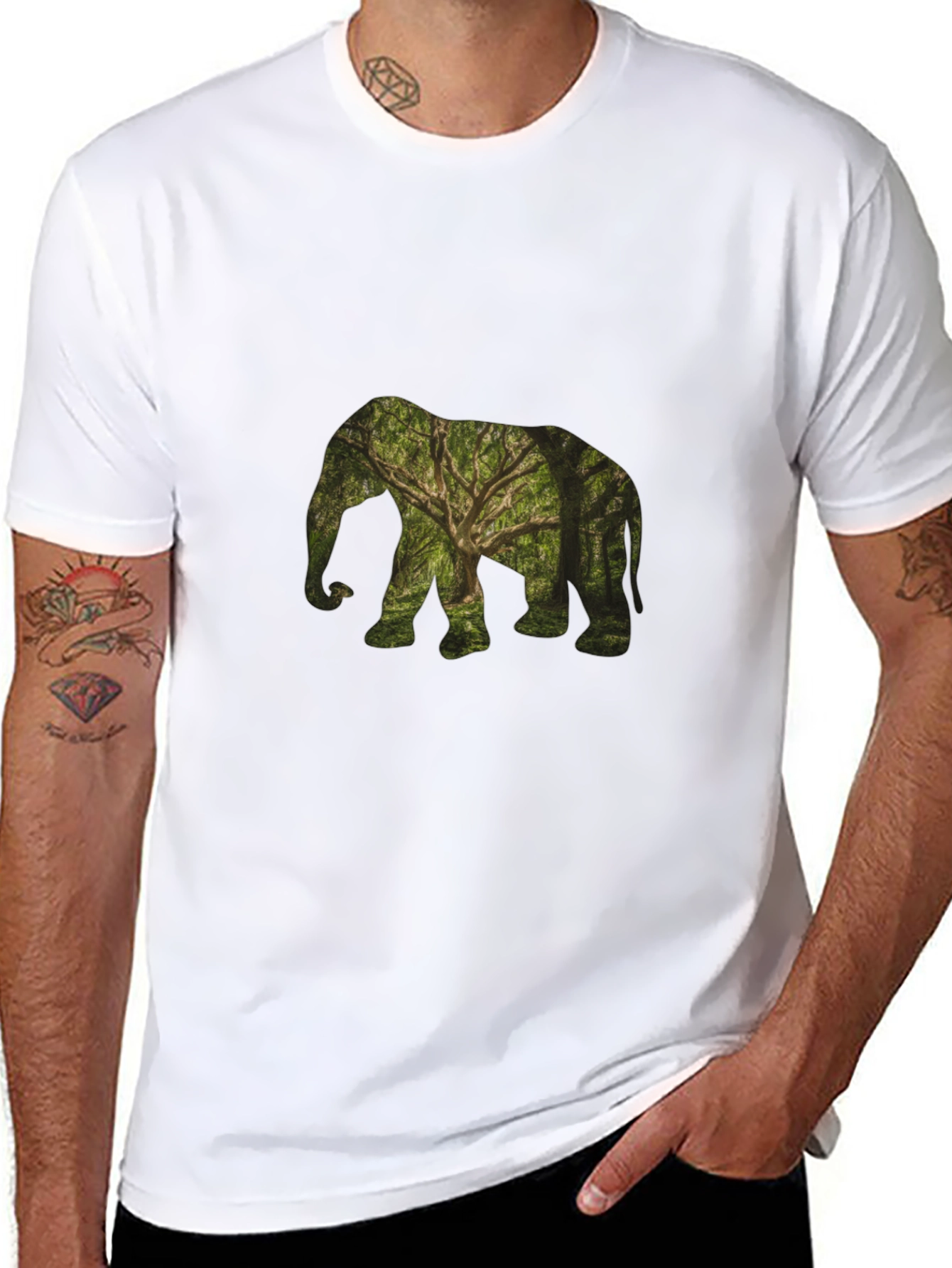 Nature Elephant Black T-Shirt