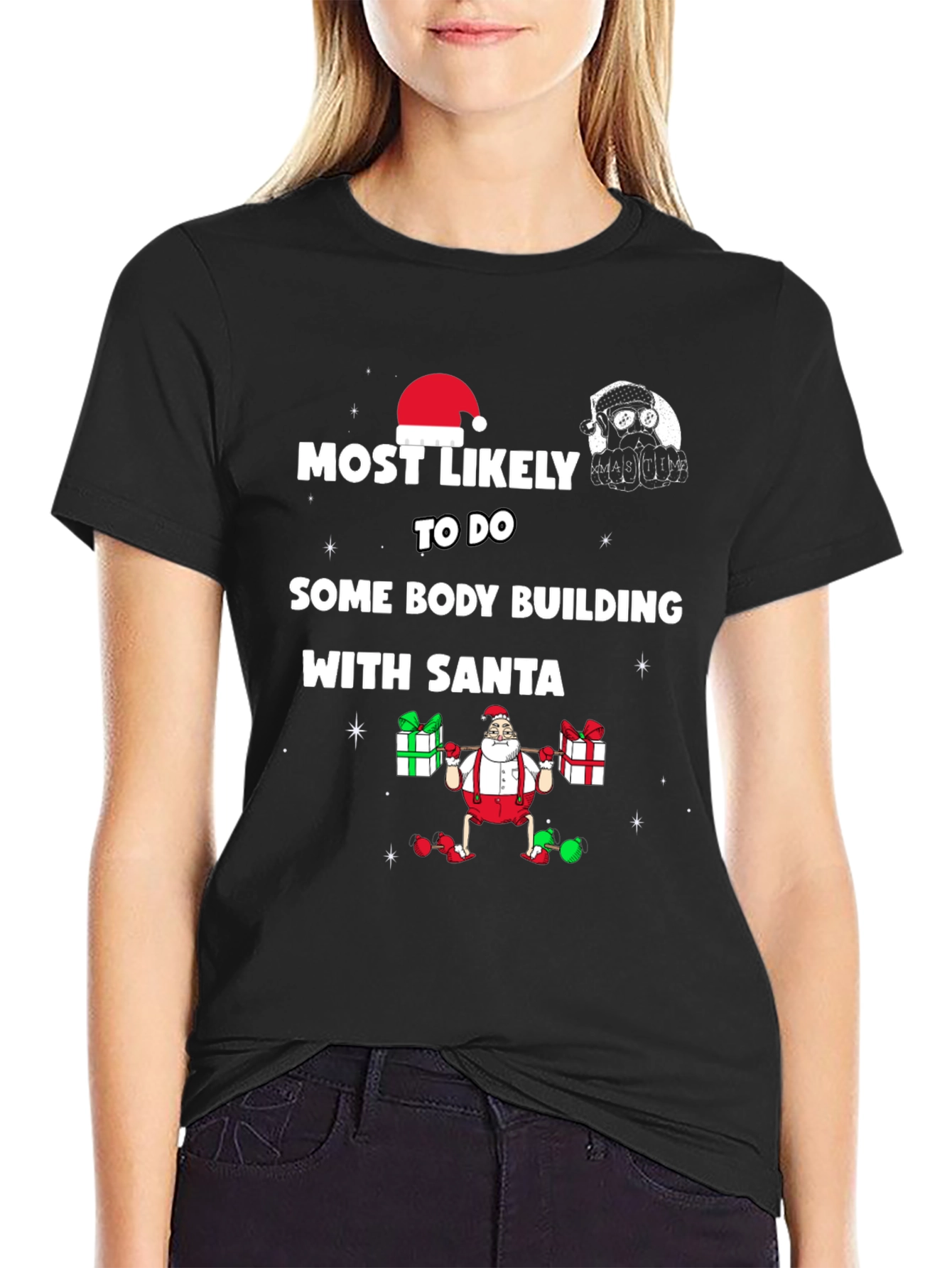 Bodybuilding Santa Christmas T-Shirt