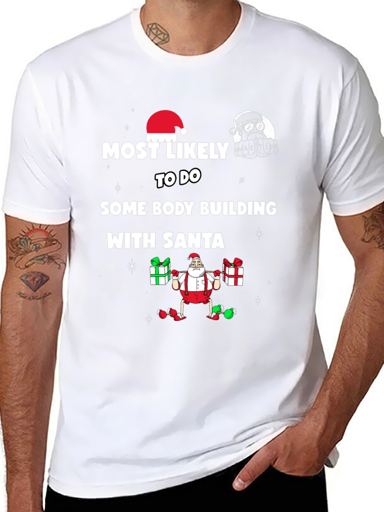 Bodybuilding Santa Christmas T-Shirt
