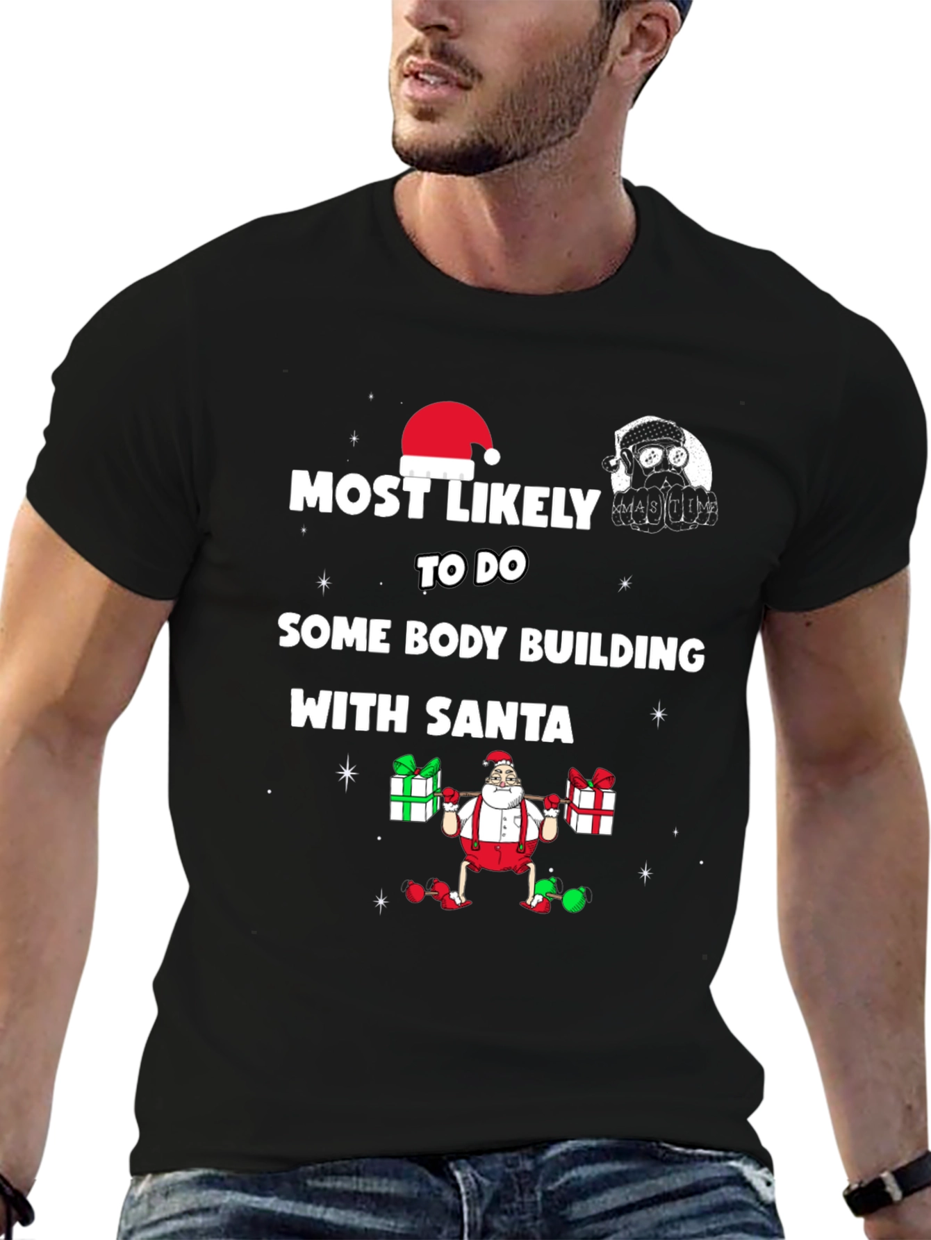 Bodybuilding Santa Christmas T-Shirt
