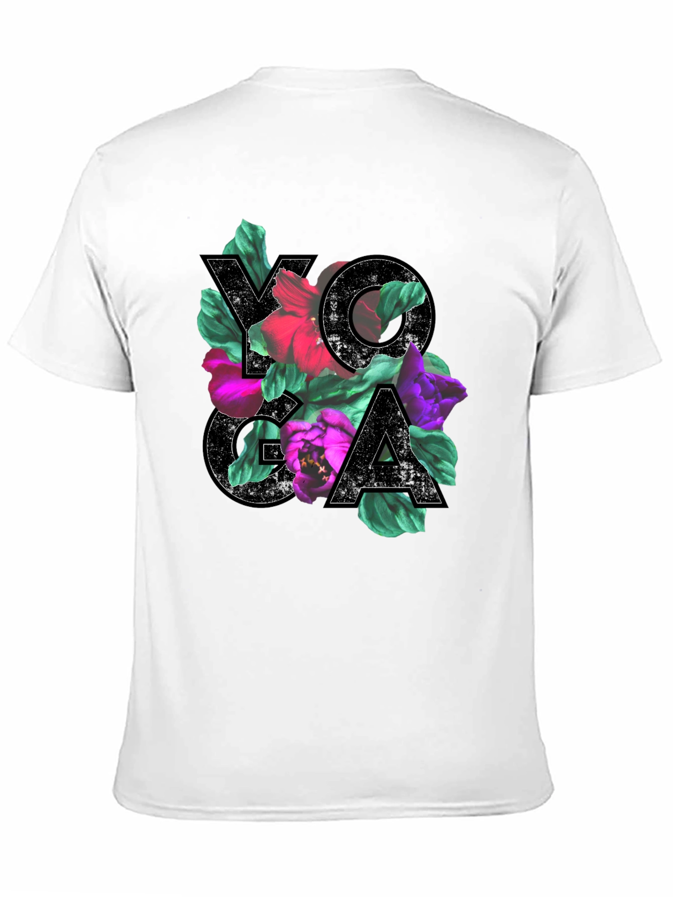 Floral Yoga Tee - Black Cotton Blend