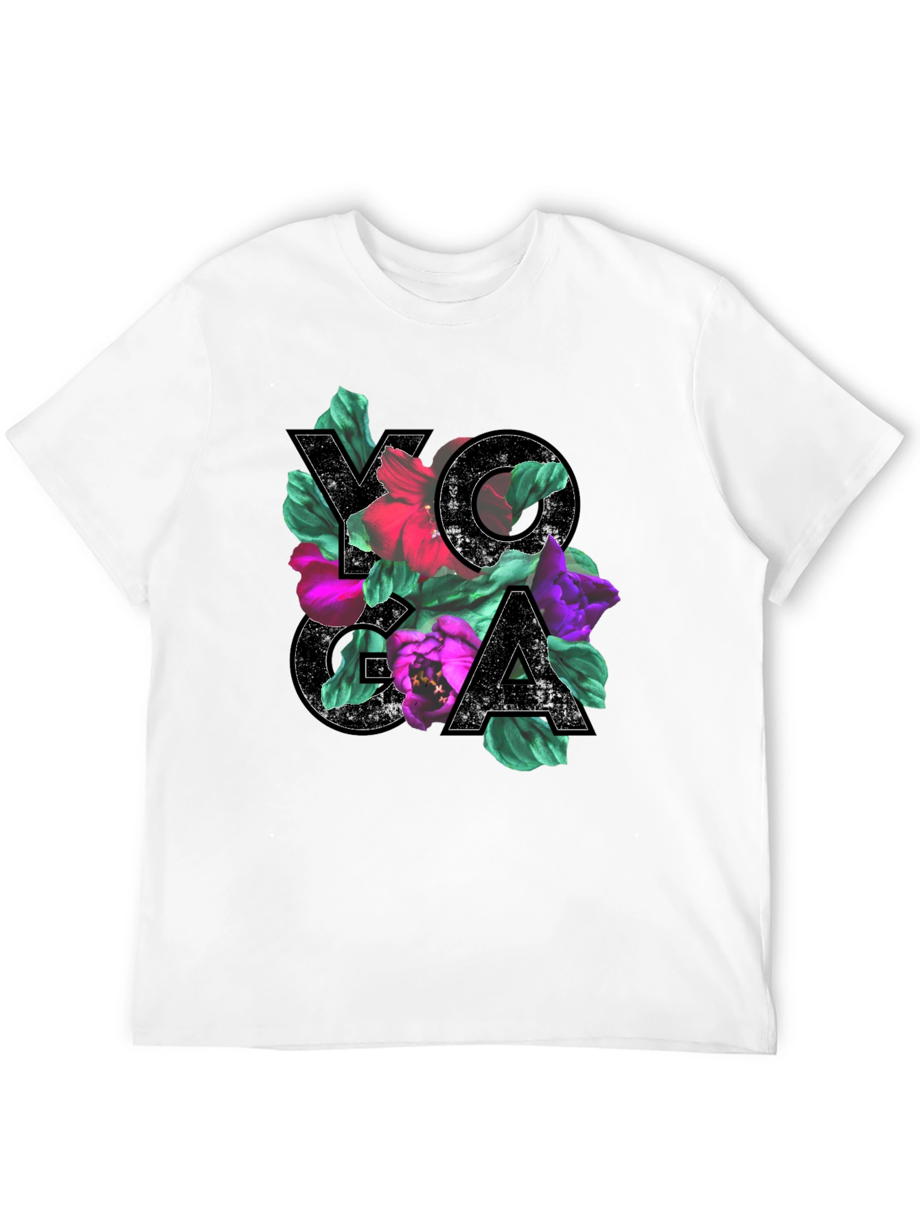 Floral Yoga Tee - Black Cotton Blend