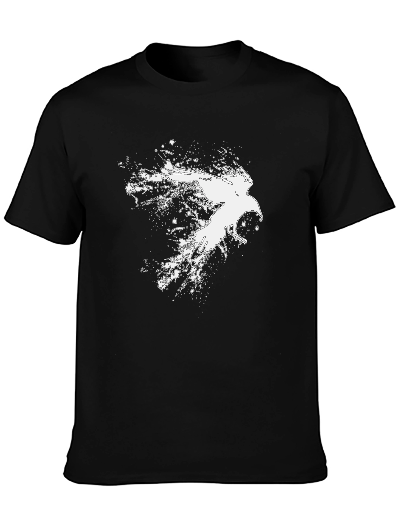 Raven Splatter Graphic T-Shirt - Black