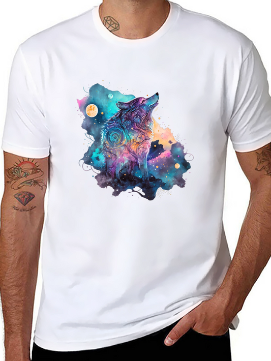 Cosmic Wolf Graphic Tee - Black T-Shirt