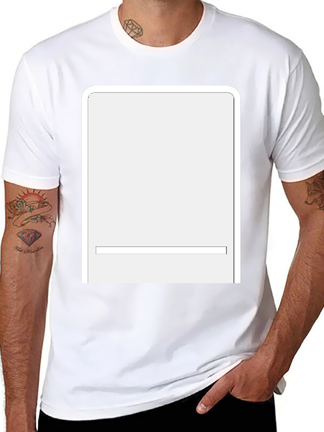 Blank White Rectangle Graphic Black T-Shirt