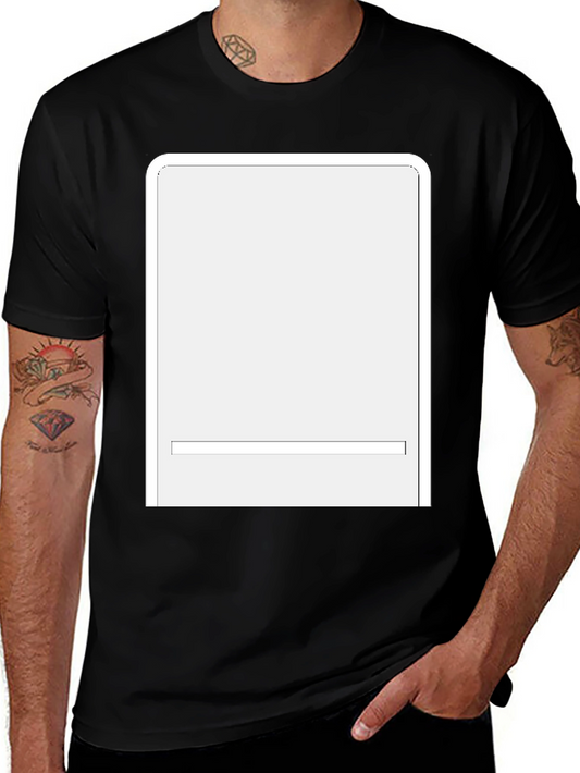 Blank White Rectangle Graphic Black T-Shirt