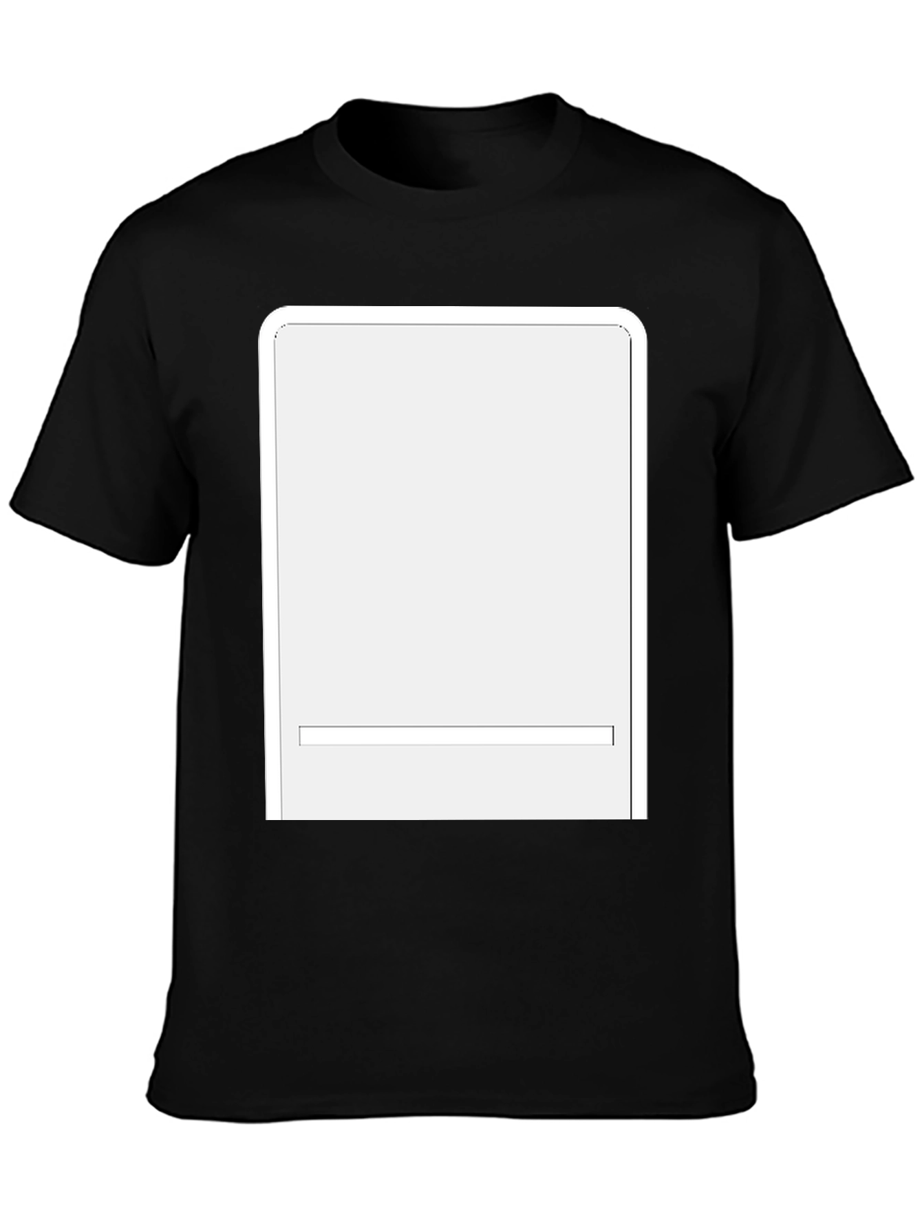 Blank White Rectangle Graphic Black T-Shirt
