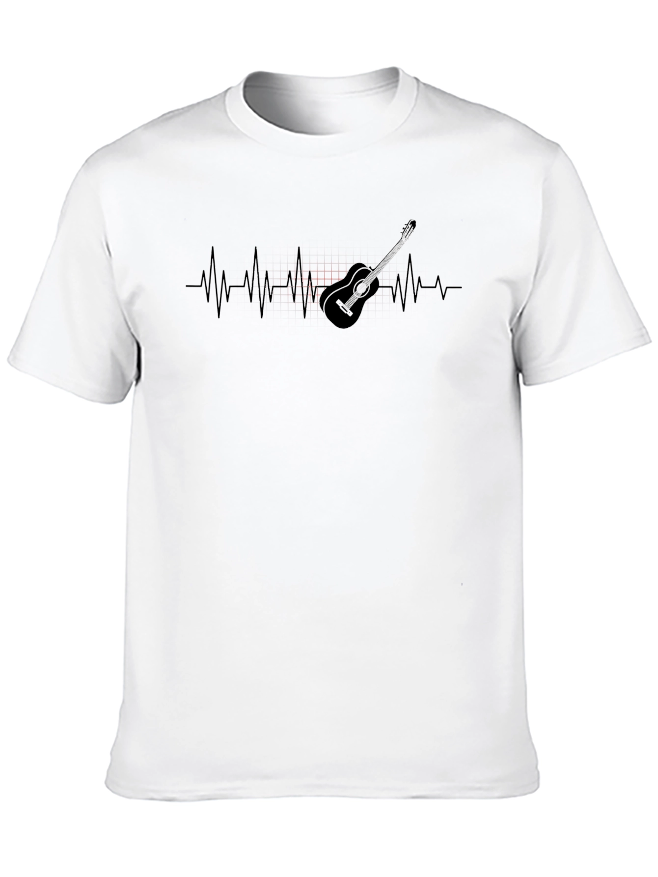 Guitar Heartbeat Mens Black Graphic Tee
