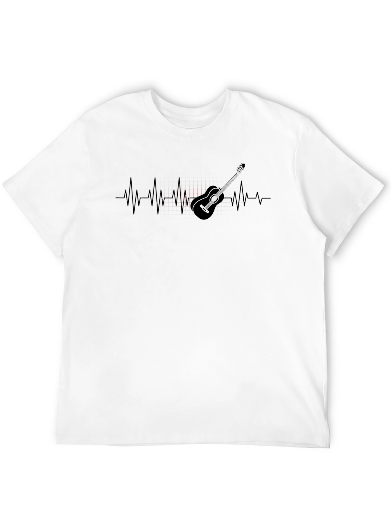 Guitar Heartbeat Mens Black Graphic Tee