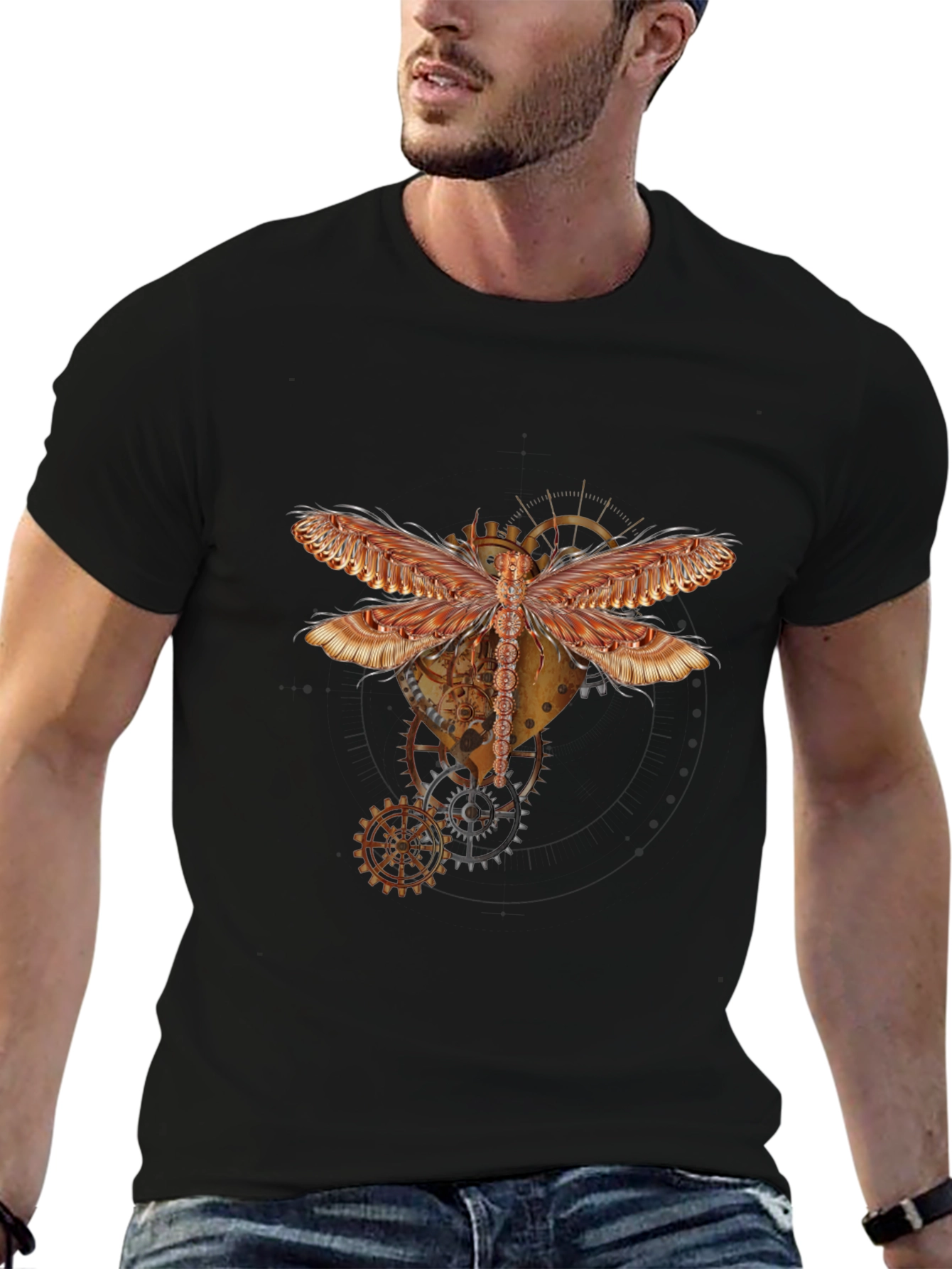 Steampunk Dragonfly Graphic Tee - Unique Design