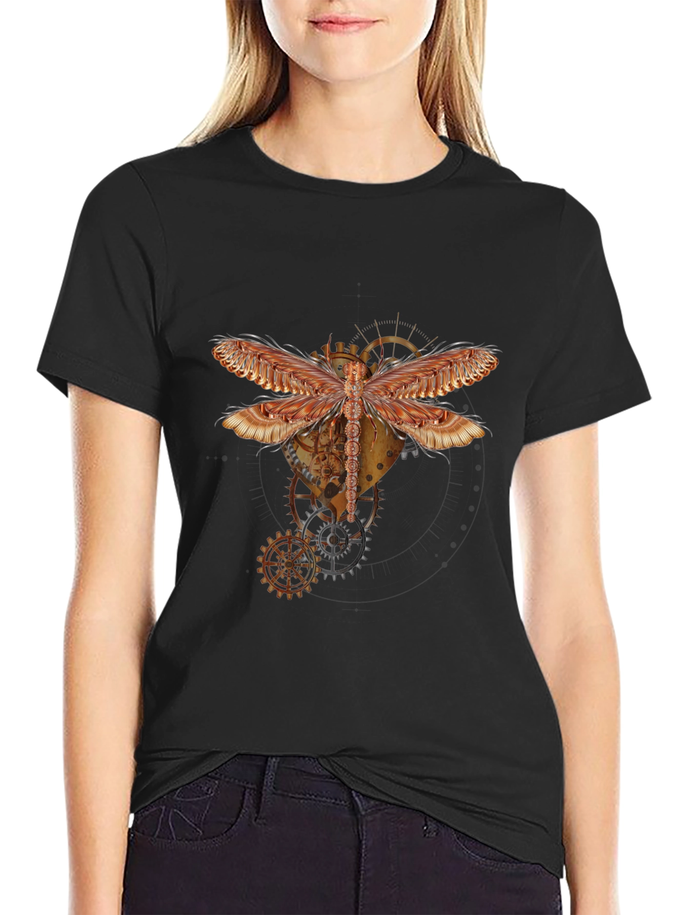 Steampunk Dragonfly Graphic Tee - Unique Design