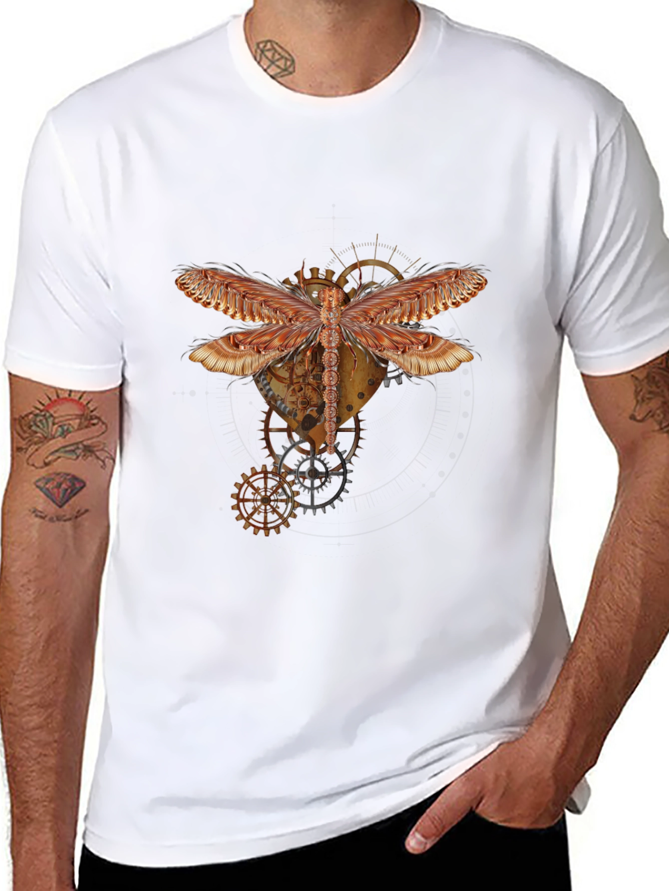 Steampunk Dragonfly Graphic Tee - Unique Design