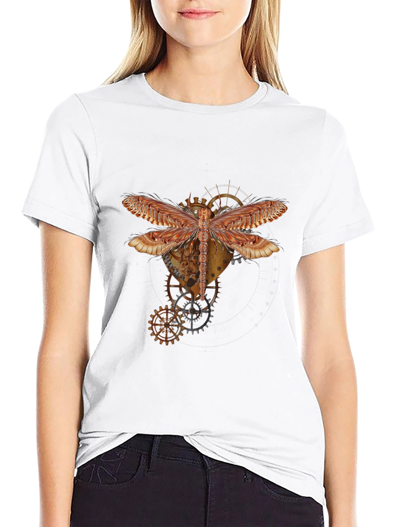 Steampunk Dragonfly Graphic Tee - Unique Design